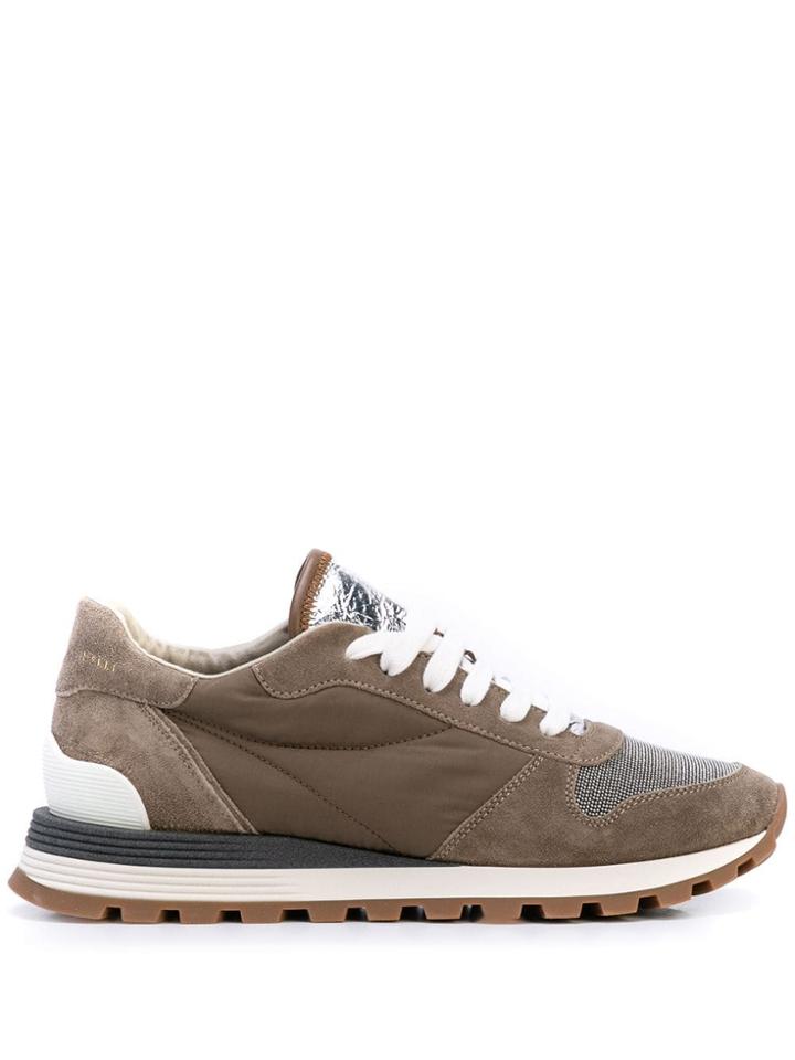 Brunello Cucinelli Ball-chain Embellished Sneakers - Grey