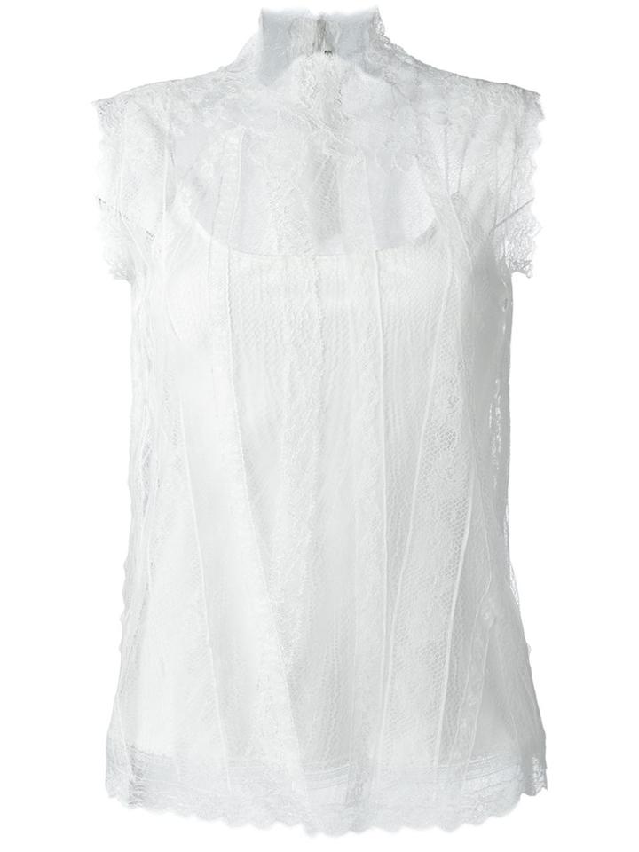 Ermanno Scervino Sheer Lace Tank Top - White