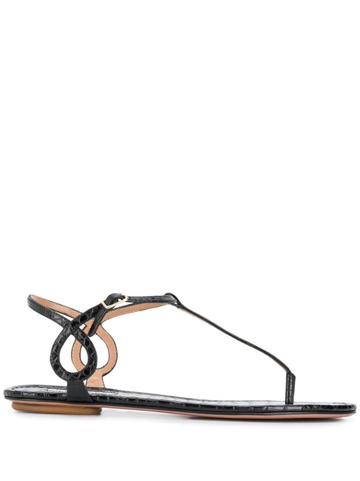 Aquazzura Almost Bare Flat Sandals - Black