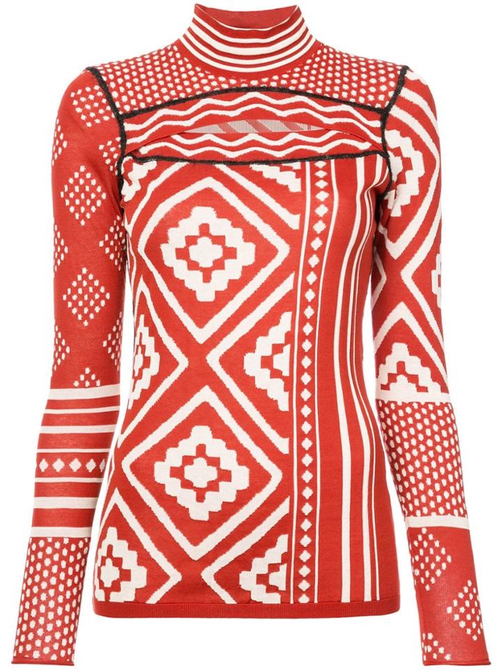 Proenza Schouler L/s Jacquard Top - Red