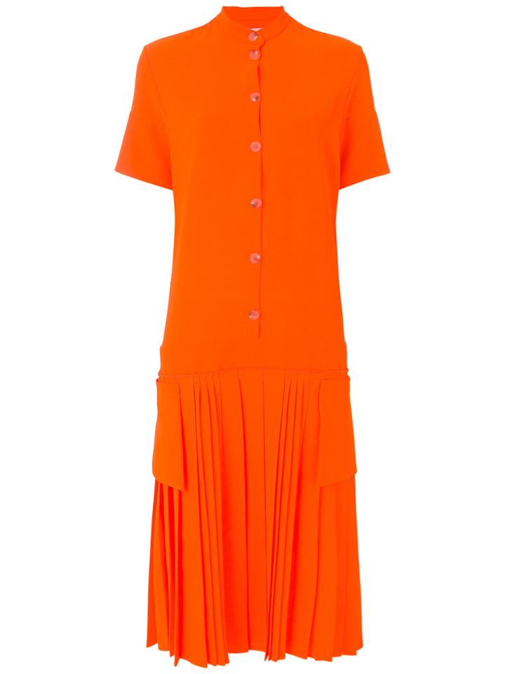 Victoria Victoria Beckham Pleated Shirt Dress - Yellow & Orange