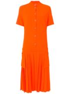 Victoria Victoria Beckham Pleated Shirt Dress - Yellow & Orange