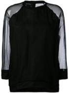 Andrea Ya'aqov - Tulle Sleeve T-shirt - Women - Ramie/polyamide - M, Black, Ramie/polyamide