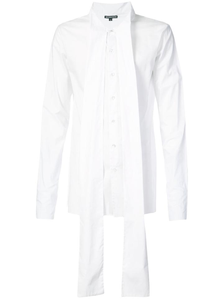 Ann Demeulemeester Tie Neck Oversized Shirt - White