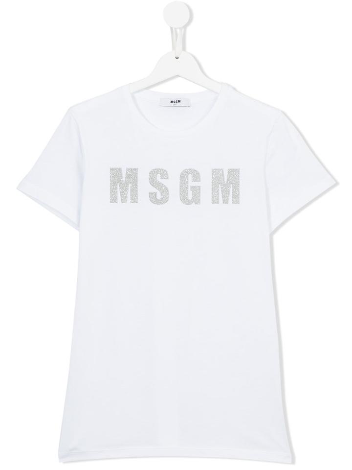 Msgm Kids Logo Print T-shirt, Girl's, Size: 14 Yrs, White