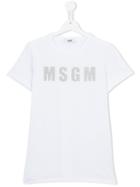 Msgm Kids Logo Print T-shirt, Girl's, Size: 14 Yrs, White