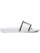 Dolce & Gabbana Embossed Leather And Rubber Slippers - White
