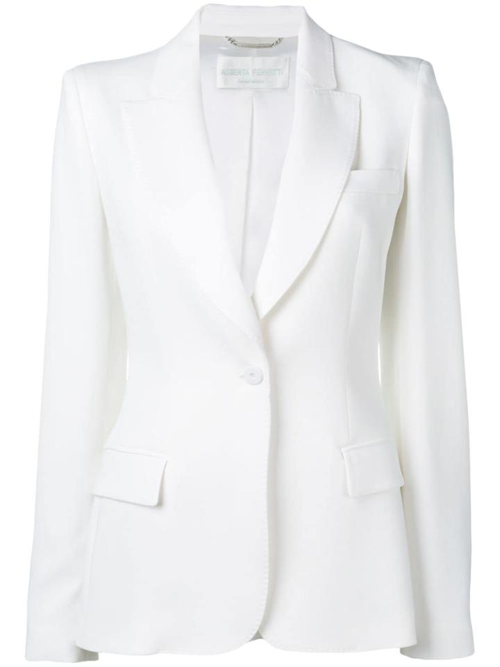 Alberta Ferretti Classic Lapels Fitted Jacket - White
