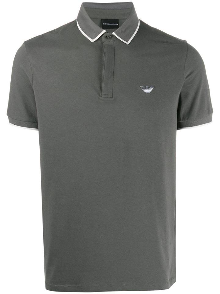 Emporio Armani Logo Stamp Polo Shirt - Grey