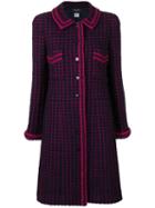 Chanel Pre-owned Checked Tweed Coat - Blue