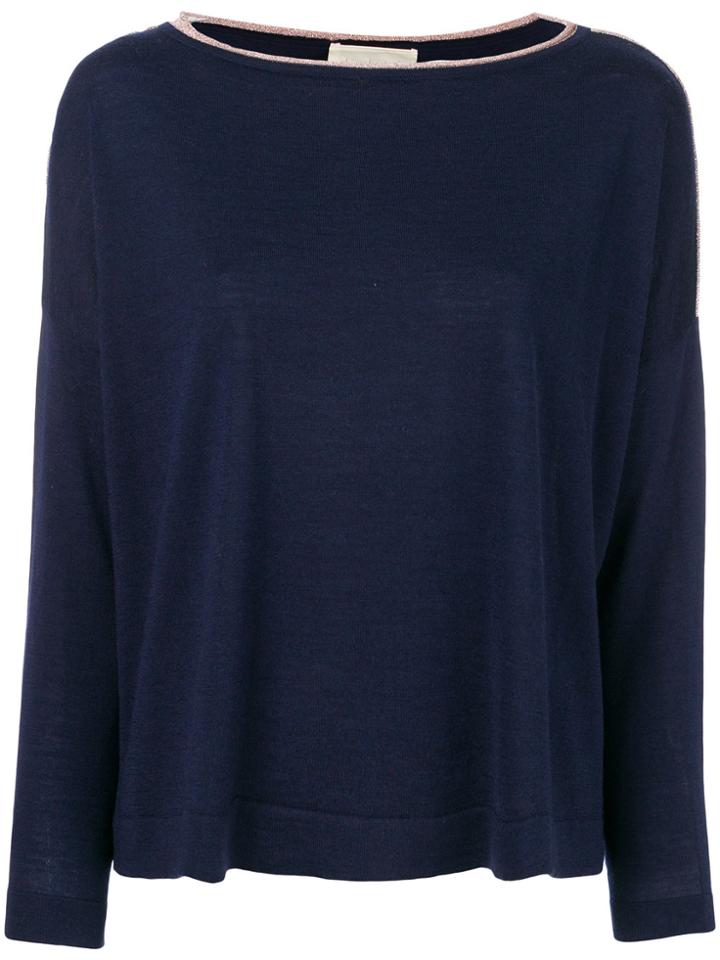 Chiara Bertani Stripe Trim Sweater - Blue