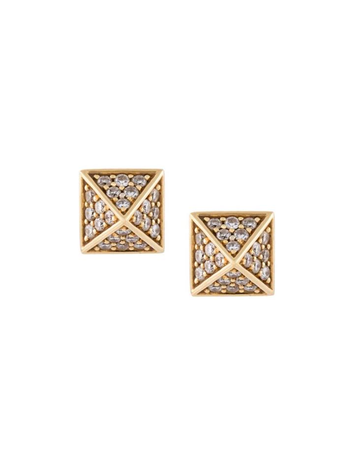 Sarah Noor Mini 'pyramid' Diamond Stud Earrings, Women's, Metallic