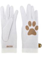 Moschino Paw Intarsia Gloves, Women's, Nude/neutrals, Wool
