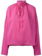 Balenciaga Drawstring Collar Top, Women's, Size: 38, Pink/purple, Silk