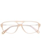 Chloé Eyewear Rectangular Aviator Frames - Nude & Neutrals