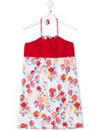 Miss Blumarine Teen Floral Panel Dress - Red