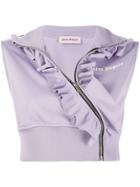 Palm Angels Cropped Ruffle Track Vest - Purple
