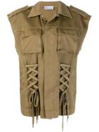 Red Valentino Lace-up Detail Military Vest - Green