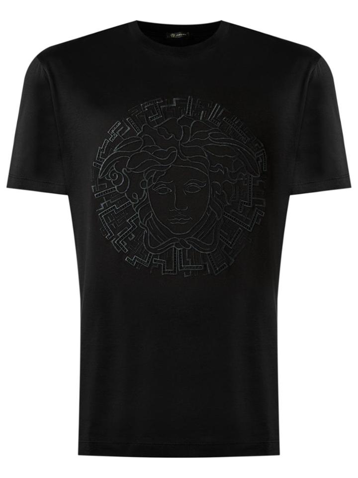 Versace Medusa Embroidered T-shirt - Black