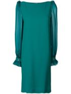 Roberto Cavalli Sheer Sleeve Dress - Green