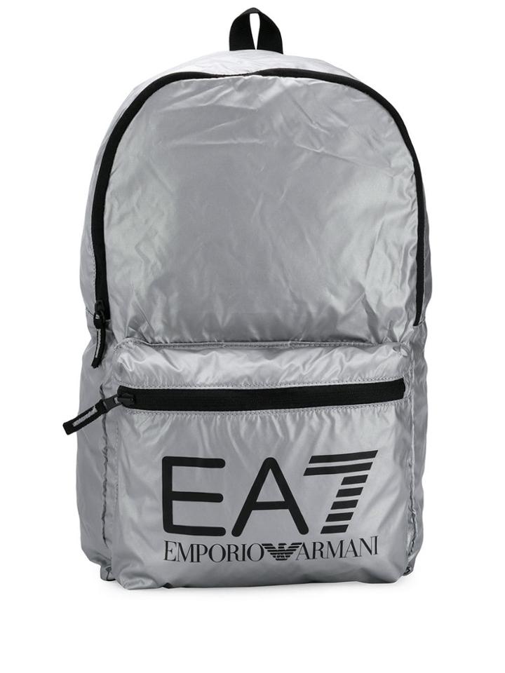 Ea7 Emporio Armani Logo Backpack - Silver