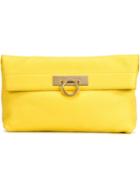 Salvatore Ferragamo Gancio Flap Clutch, Women's, Yellow/orange, Leather