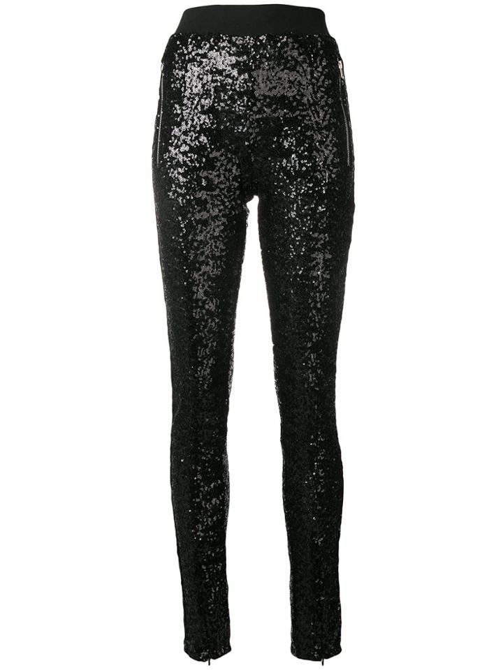 Amen Sequinned Skinny Trousers - Black