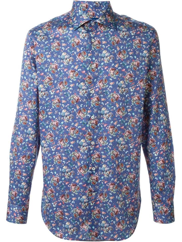 Etro Floral Grid Print Shirt