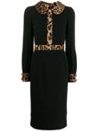 Dolce & Gabbana Leopard-print Trim Dress - Black