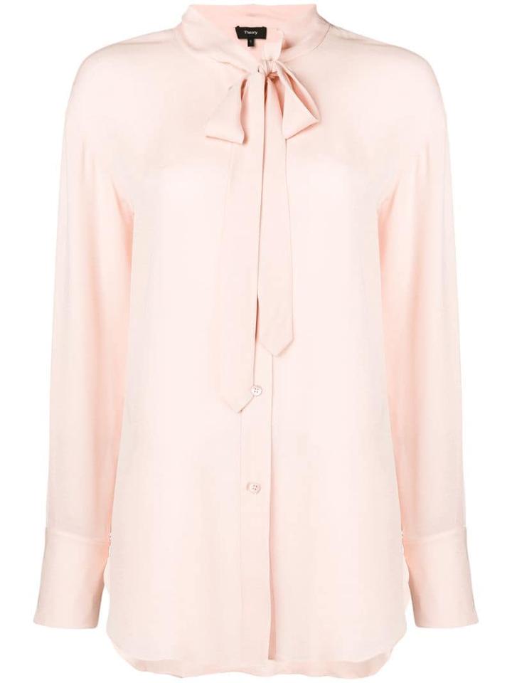 Theory Long-sleeve Fitted Blouse - Pink