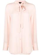 Theory Long-sleeve Fitted Blouse - Pink