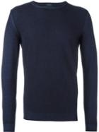 Zanone Crew Neck Pullover, Men's, Size: 54, Blue, Virgin Wool