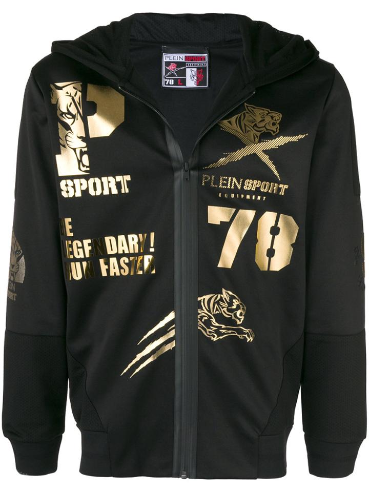 Plein Sport Metallic Print Zipped Jacket - Black