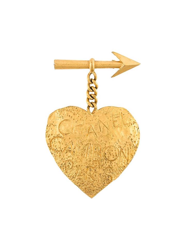 Chanel Vintage Heart And Arrow Brooch