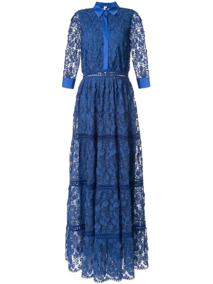 Copurs Macrame Lace Shirt Dress - Blue