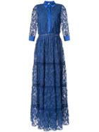 Copurs Macrame Lace Shirt Dress - Blue