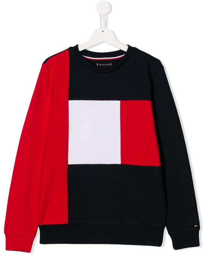 Tommy Hilfiger Junior Logo Colour-block Sweatshirt - Blue