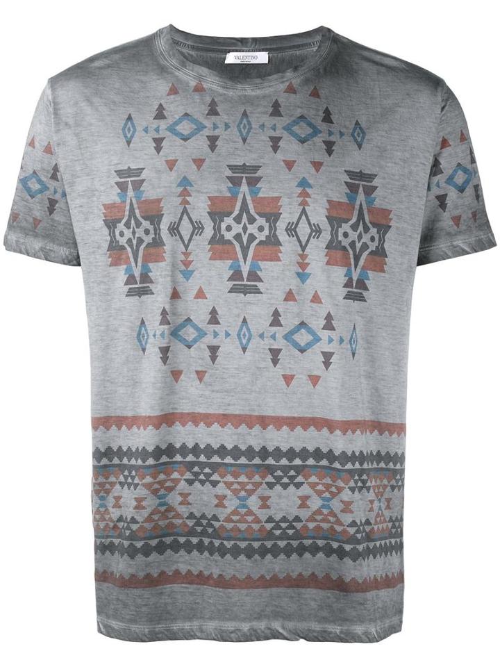 Valentino Printed T-shirt, Men's, Size: Small, Grey, Cotton