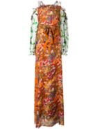 Tory Burch - 'shasta' Open Shoulder Dress - Women - Silk/polyester - 6, Yellow/orange, Silk/polyester