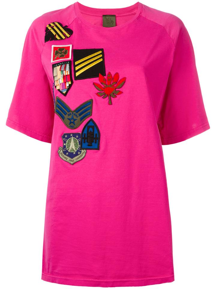 Mr & Mrs Italy Oversized Patched T-shirt - Pink & Purple