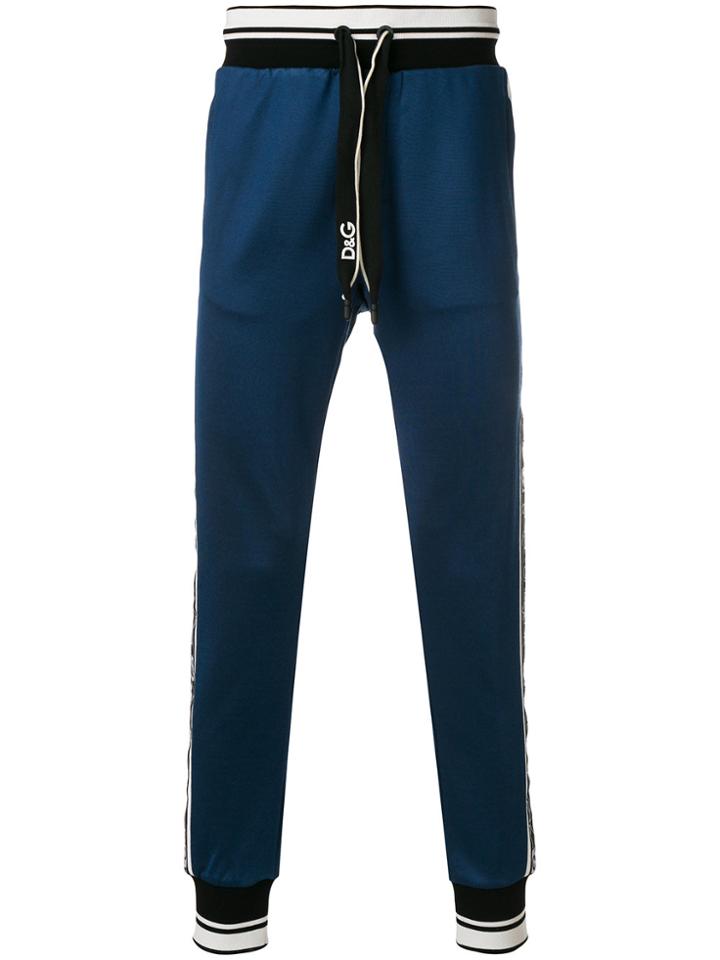 Dolce & Gabbana Contrast Trim Jogging Bottoms - Blue