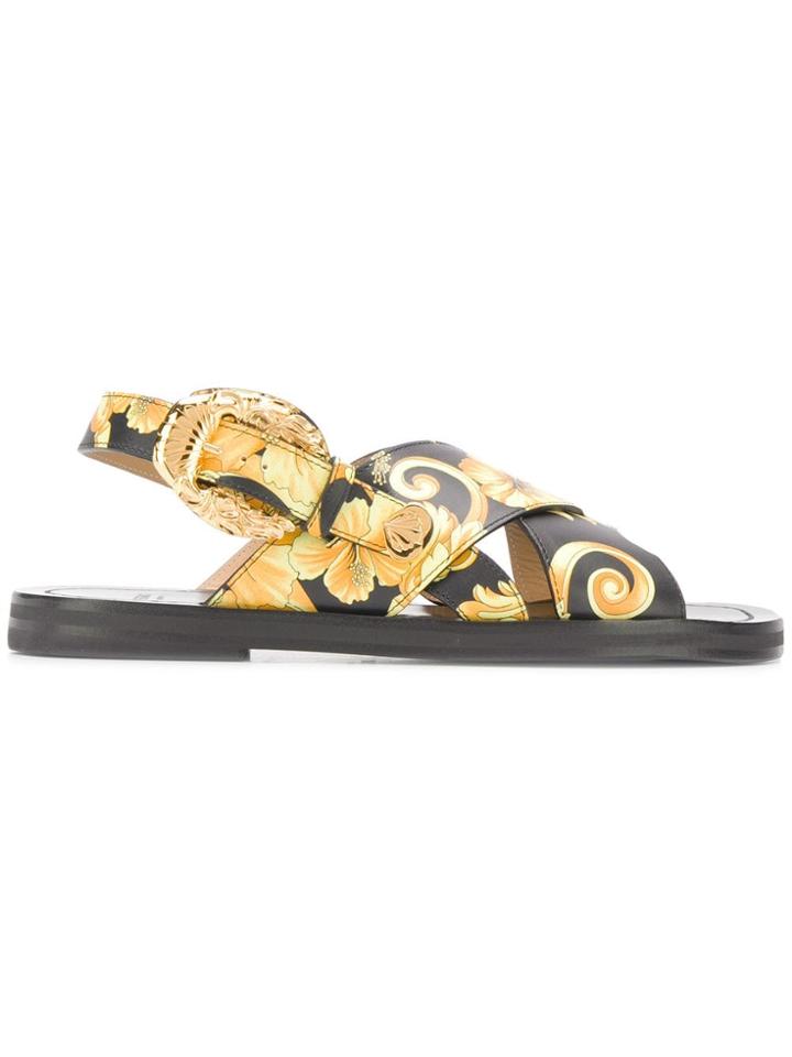 Versace Baroque Print Sandals - Black