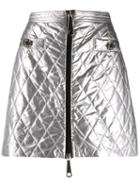 Pinko Metallic Quilted Mini Skirt - Silver