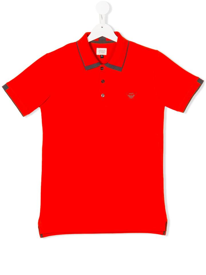 Armani Junior - Teen Logo Crest Polo Shirt - Kids - Cotton - 14 Yrs, Red