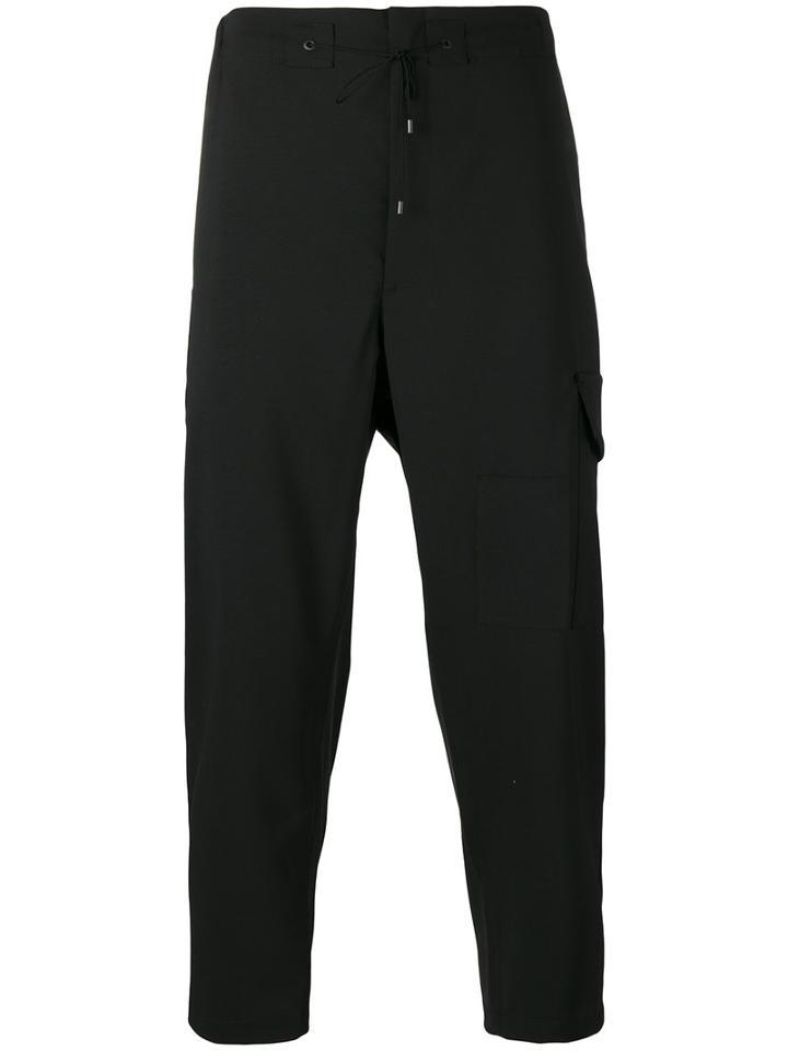 Oamc - Cropped Trousers - Men - Cotton/spandex/elastane/cupro/virgin Wool - 34, Black, Cotton/spandex/elastane/cupro/virgin Wool