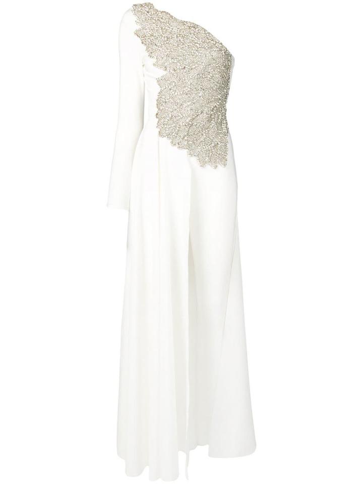 Loulou Fitted Jumpsuit With Cape - White