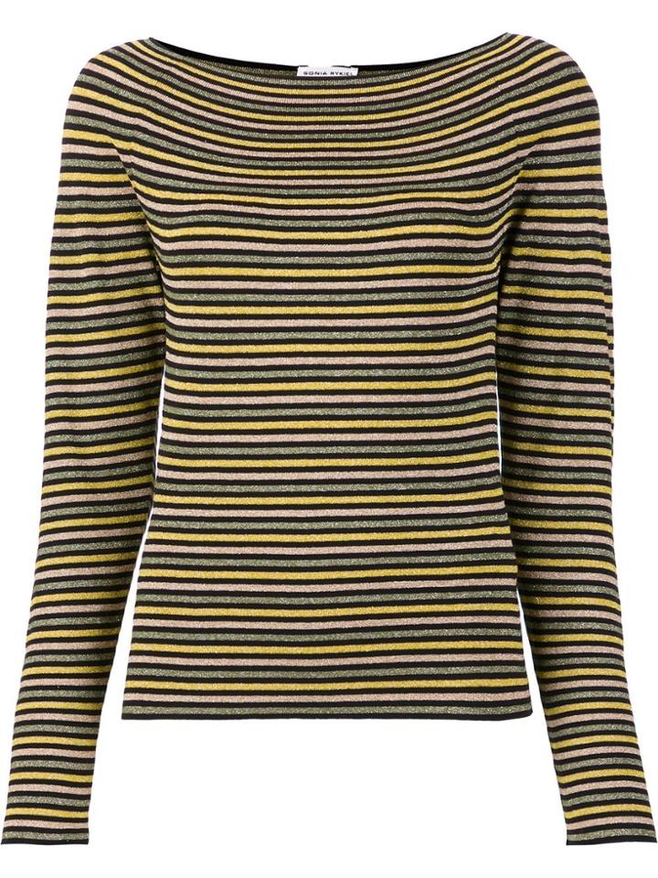 Sonia Rykiel Boat Neck Striped Blouse - Black