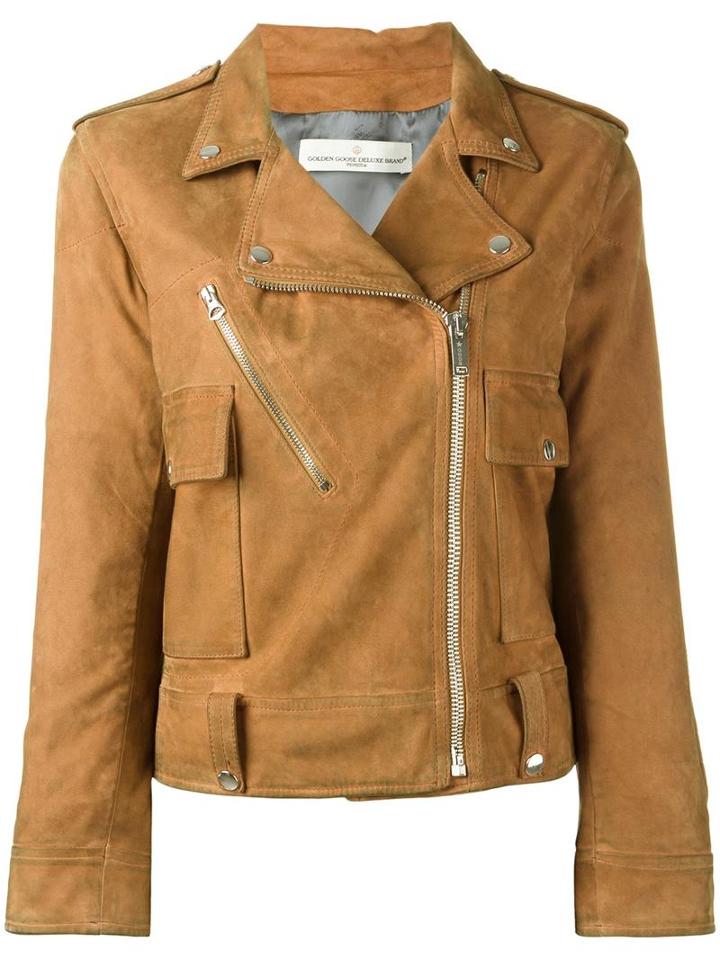 Golden Goose Deluxe Brand Classic Biker Jacket, Women's, Size: Xs, Brown, Leather/viscose/cupro