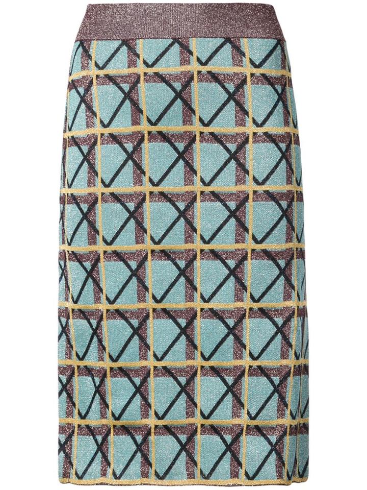 Alexa Chung Geometric Pattern Pencil Skirt - Multicolour