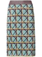 Alexa Chung Geometric Pattern Pencil Skirt - Multicolour